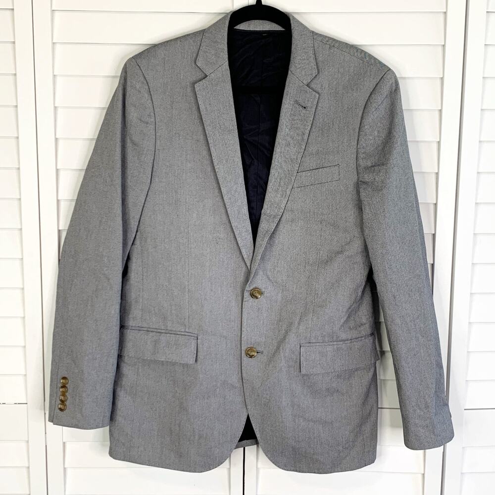 J. Crew Ludlow Blazer Size 38R Jacket Grey 2 Button Tessuti Carpini Italy Cotton